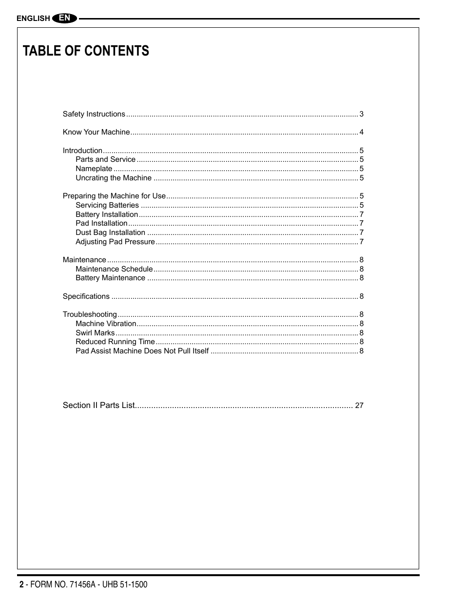 Nilfisk-Advance America 01610A User Manual | Page 2 / 48