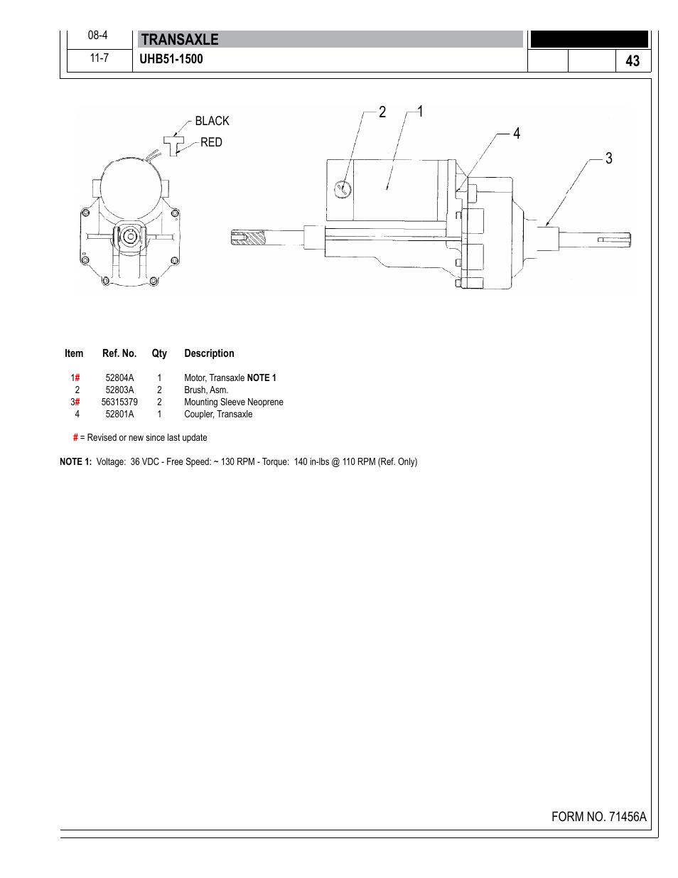 Transaxle | Nilfisk-Advance America 01610A User Manual | Page 43 / 48