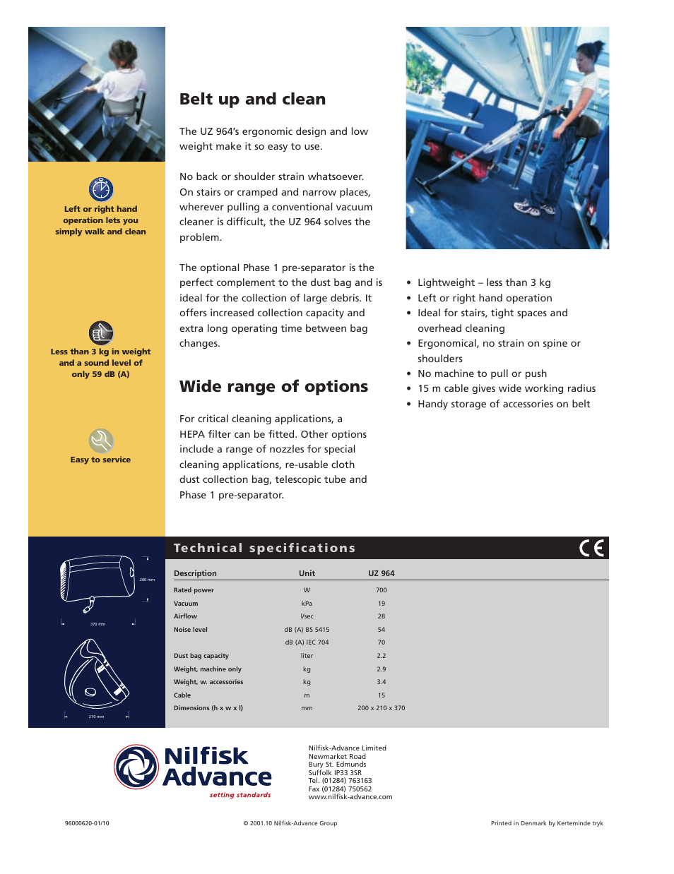 Belt up and clean, Wide range of options | Nilfisk-Advance America UZ 964 User Manual | Page 2 / 2