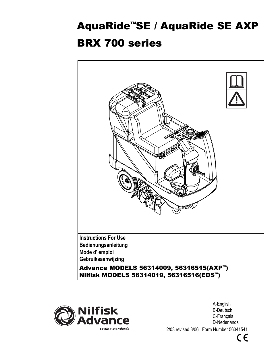 Nilfisk-Advance America BRX 700 Series User Manual | 60 pages