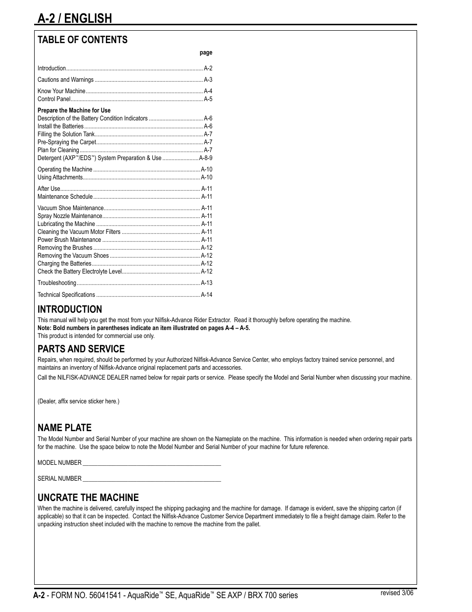 Nilfisk-Advance America BRX 700 Series User Manual | Page 2 / 60