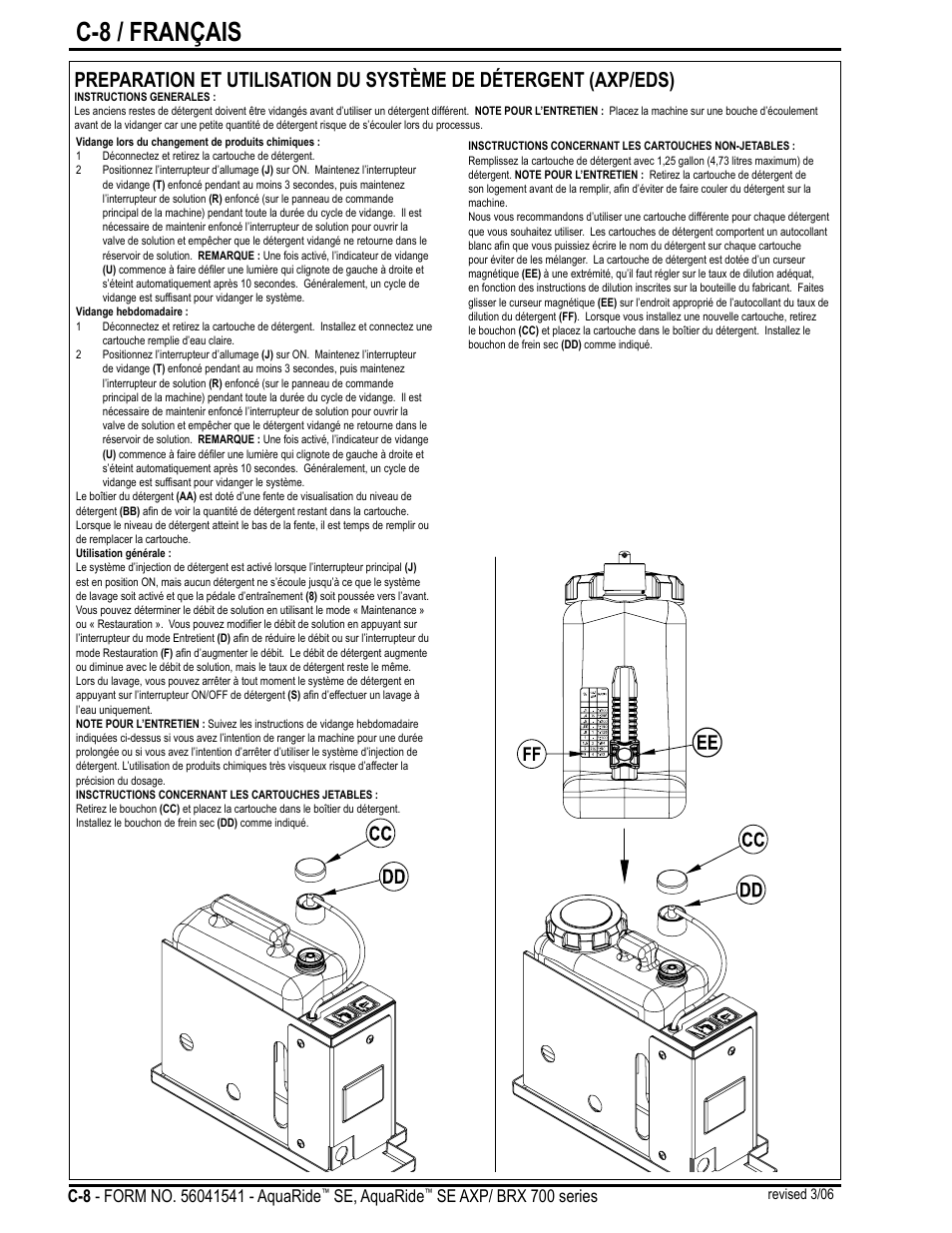 C-8 / français, Se, aquaride, Se axp/ brx 700 series | Nilfisk-Advance America BRX 700 Series User Manual | Page 36 / 60