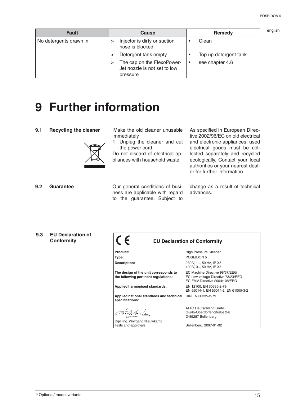 9 further information | Nilfisk-Advance America 5 User Manual | Page 16 / 19