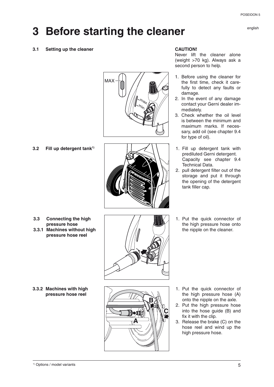 3 before starting the cleaner, Ab c | Nilfisk-Advance America 5 User Manual | Page 6 / 19