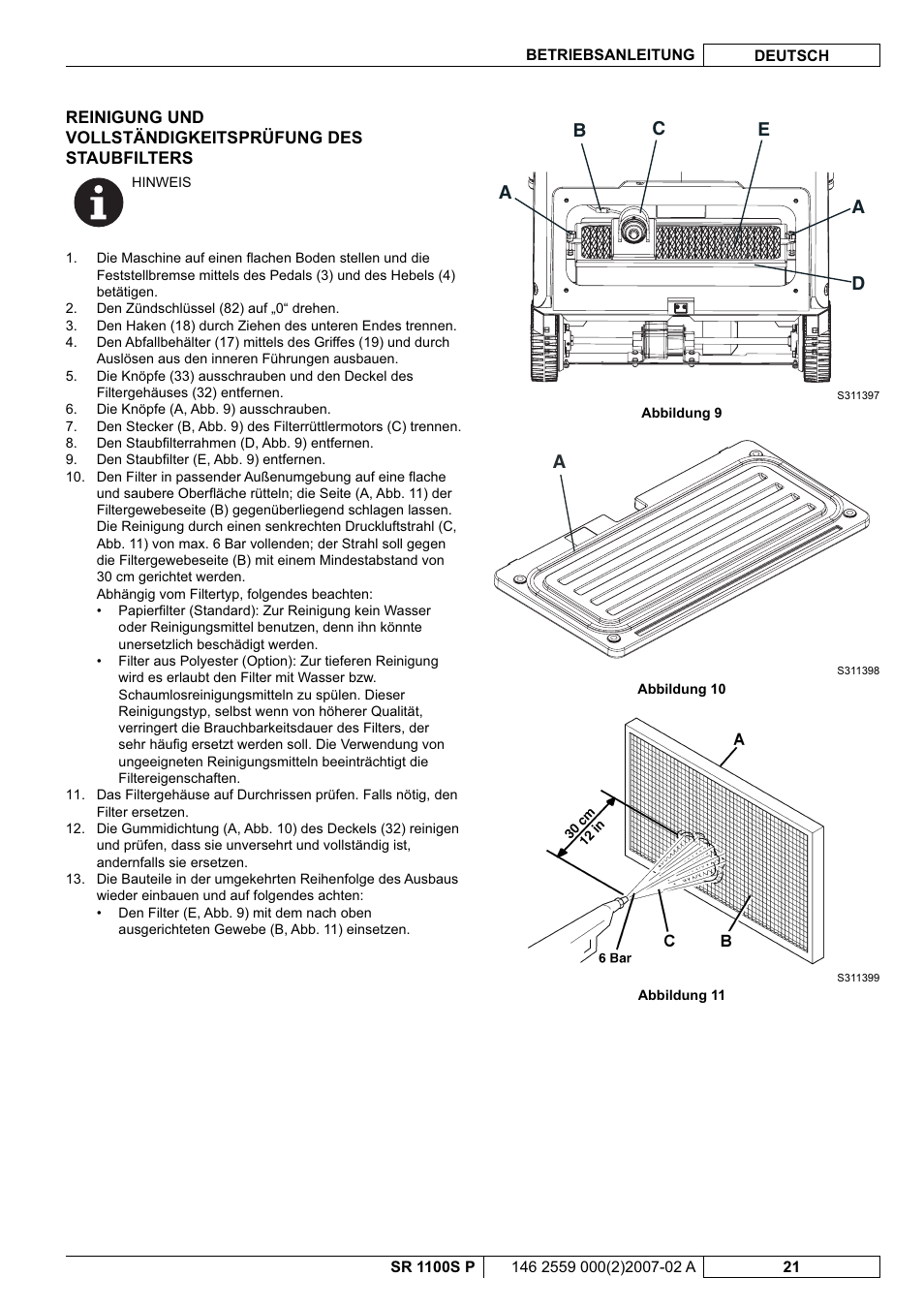 Nilfisk-Advance America SR 1100S User Manual | Page 23 / 100