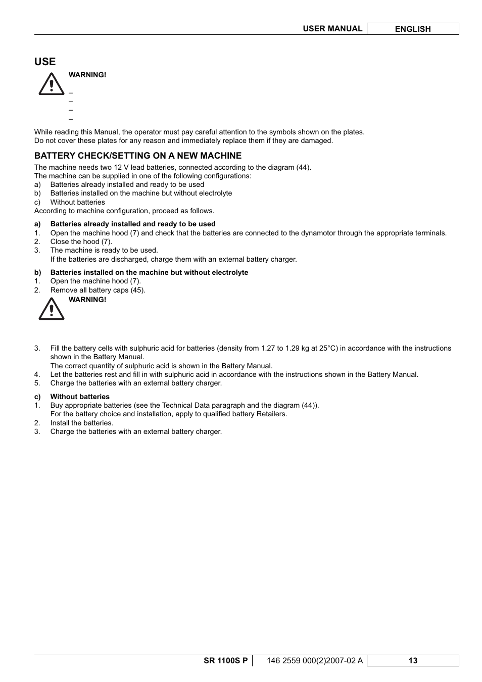 Nilfisk-Advance America SR 1100S User Manual | Page 63 / 100
