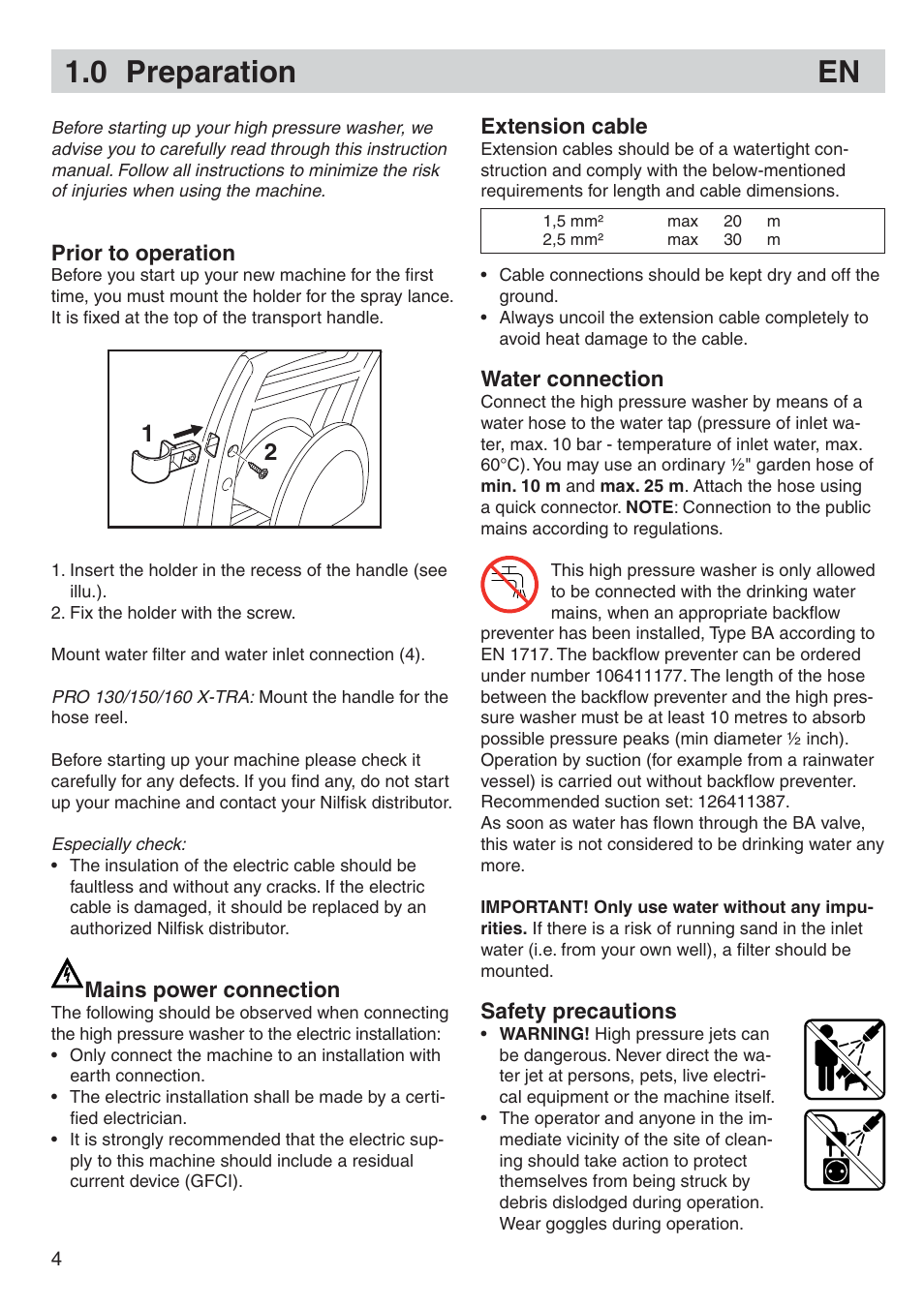 0 preparation en | Nilfisk-Advance America P 130.1 User Manual | Page 4 / 12
