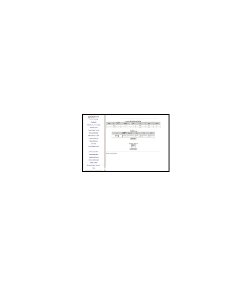Routing table configuration | Net2Phone Max 430 User Manual | Page 52 / 96