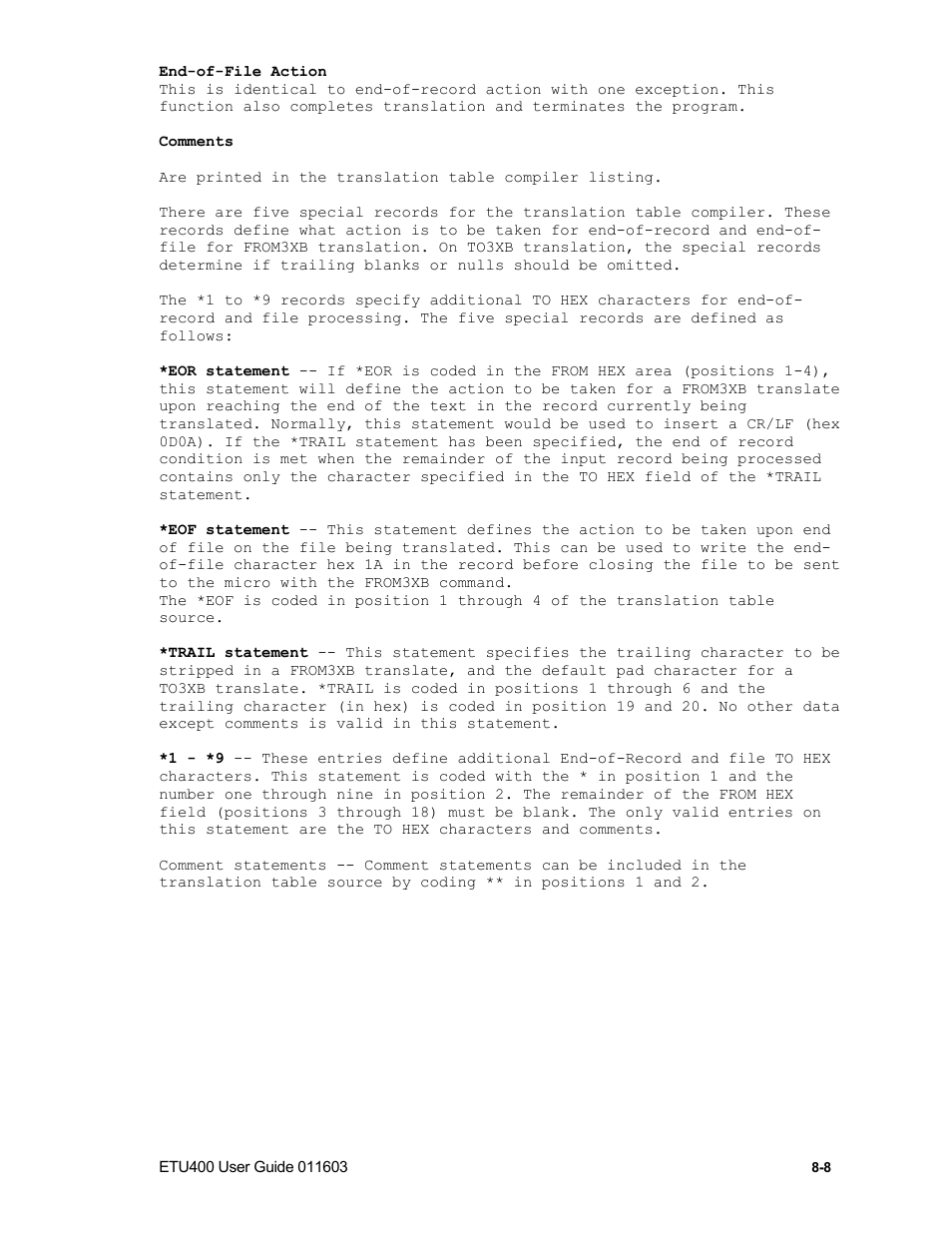 Sample translation table | Nlynx ETU400 User Manual | Page 102 / 314