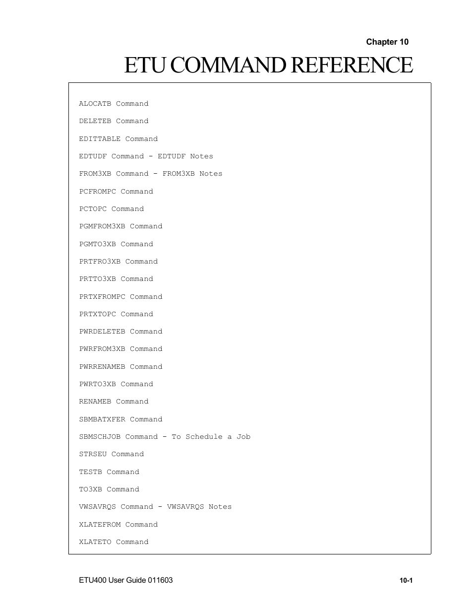 Alocatb command, Etu command reference | Nlynx ETU400 User Manual | Page 131 / 314