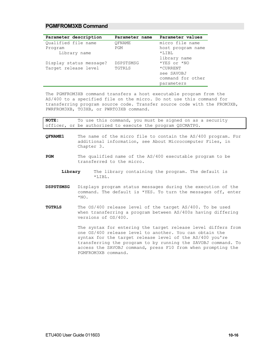 Pgmto3xb command | Nlynx ETU400 User Manual | Page 146 / 314