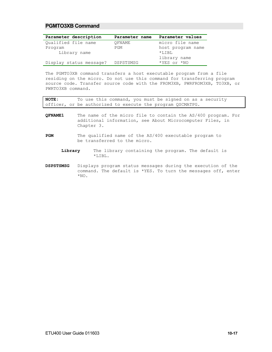 Prtfrom3x command | Nlynx ETU400 User Manual | Page 147 / 314