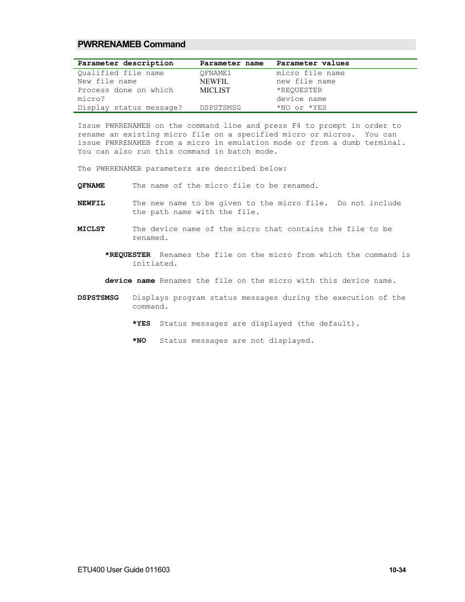 Pwrto3xb command | Nlynx ETU400 User Manual | Page 164 / 314
