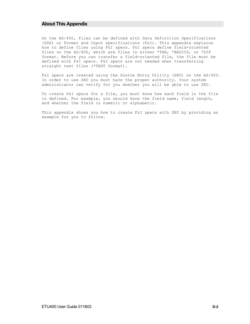 Creating f & i specifications | Nlynx ETU400 User Manual | Page 225 / 314