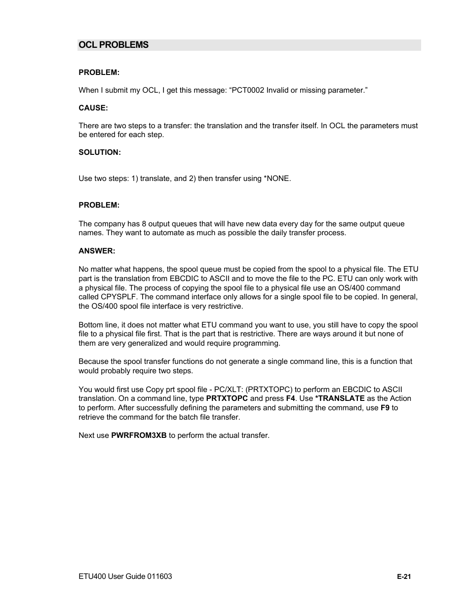 Appendix f, Ascii-ebcdic printable characters | Nlynx ETU400 User Manual | Page 259 / 314