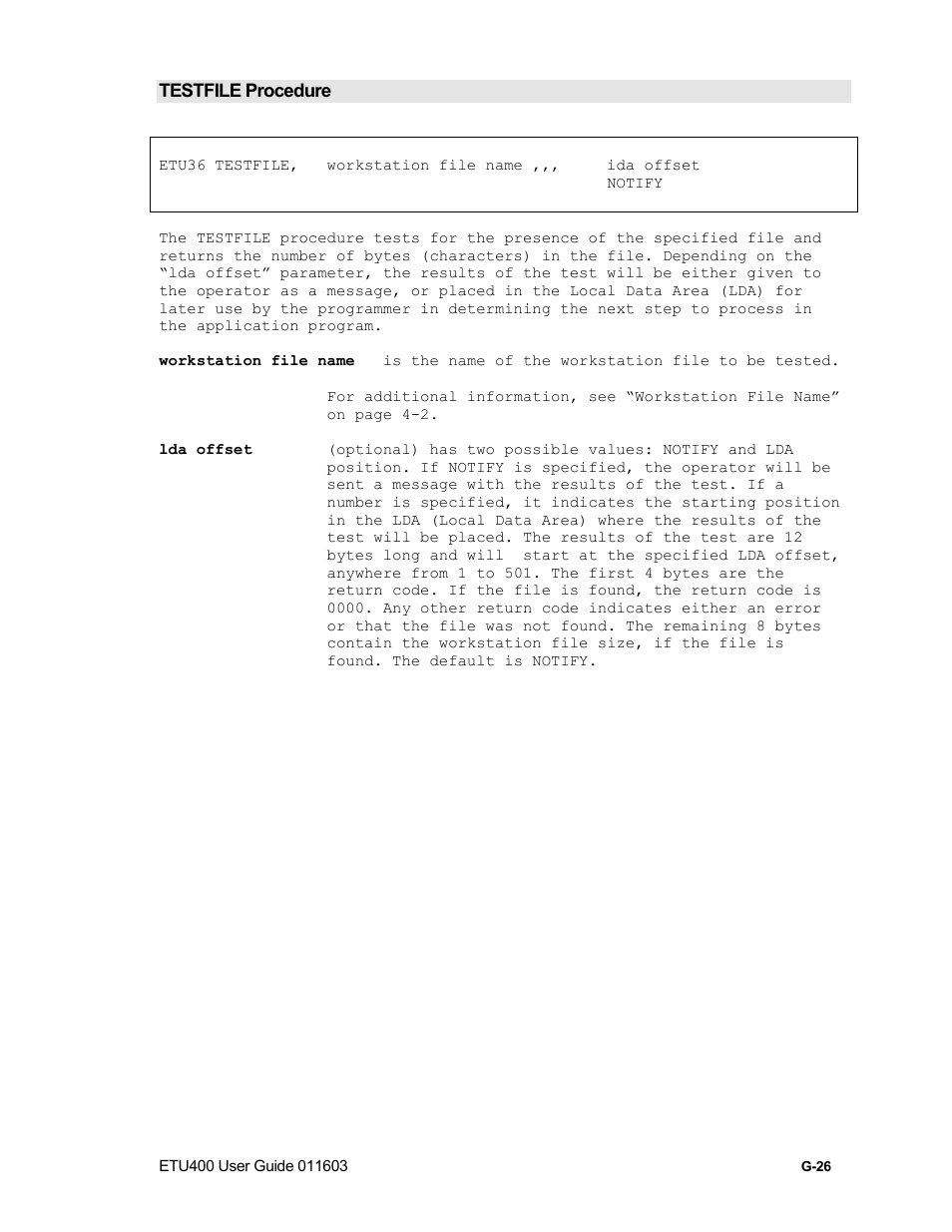 Xltpcfil procedure, G-31 | Nlynx ETU400 User Manual | Page 296 / 314