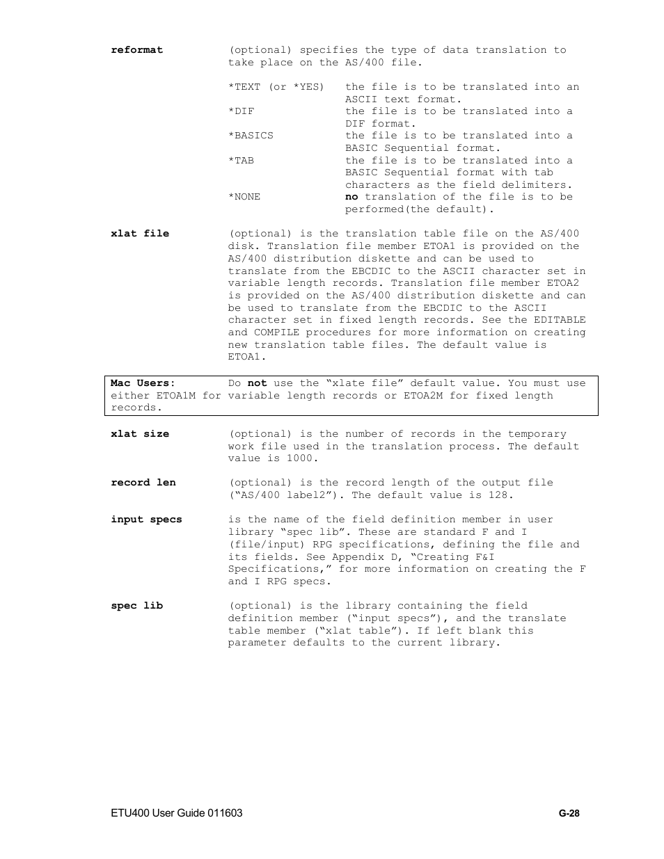 Xltpcprt procedure, G-33 | Nlynx ETU400 User Manual | Page 298 / 314