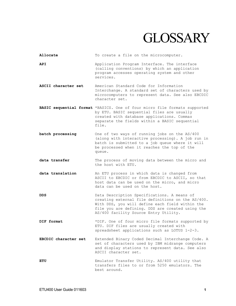 Glossary | Nlynx ETU400 User Manual | Page 313 / 314