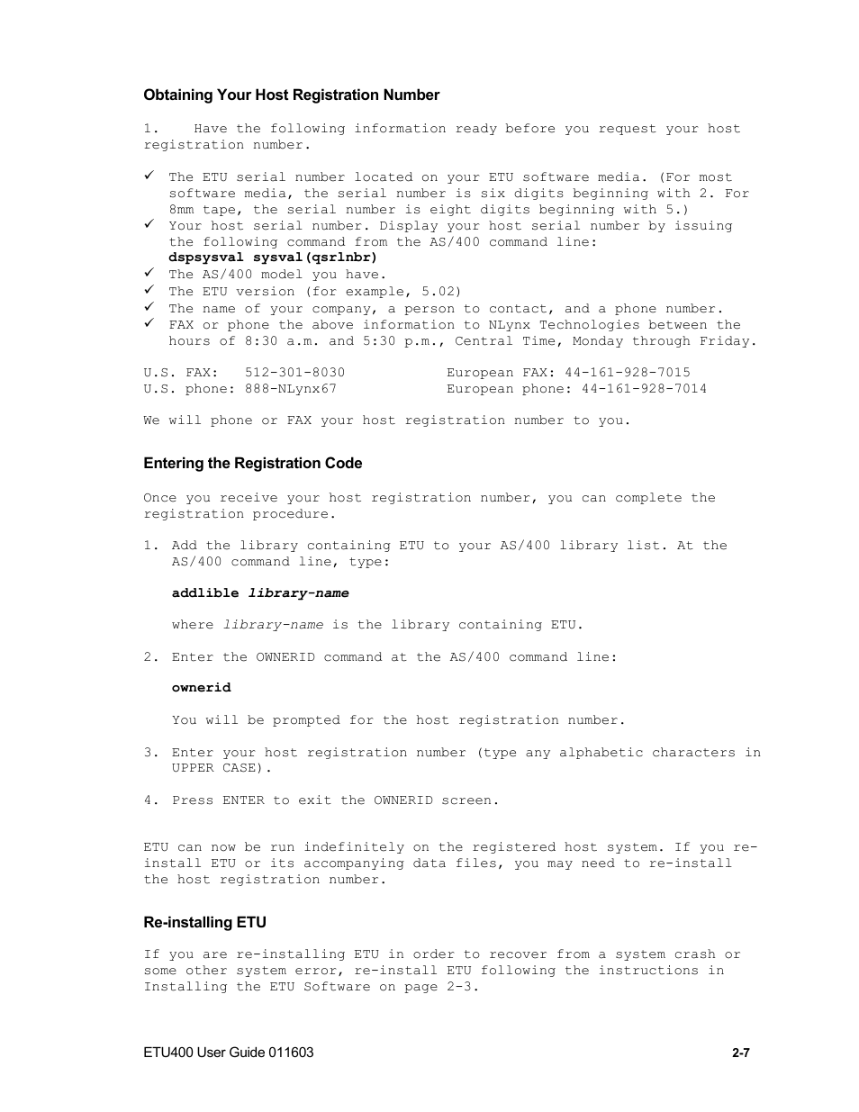 Removing etu from your host system, Installing etu for international users | Nlynx ETU400 User Manual | Page 32 / 314
