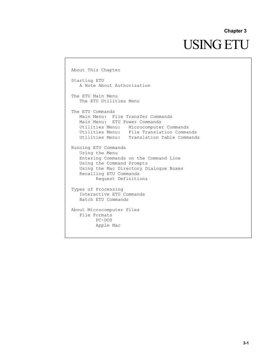 About this chapter, Using etu | Nlynx ETU400 User Manual | Page 36 / 314