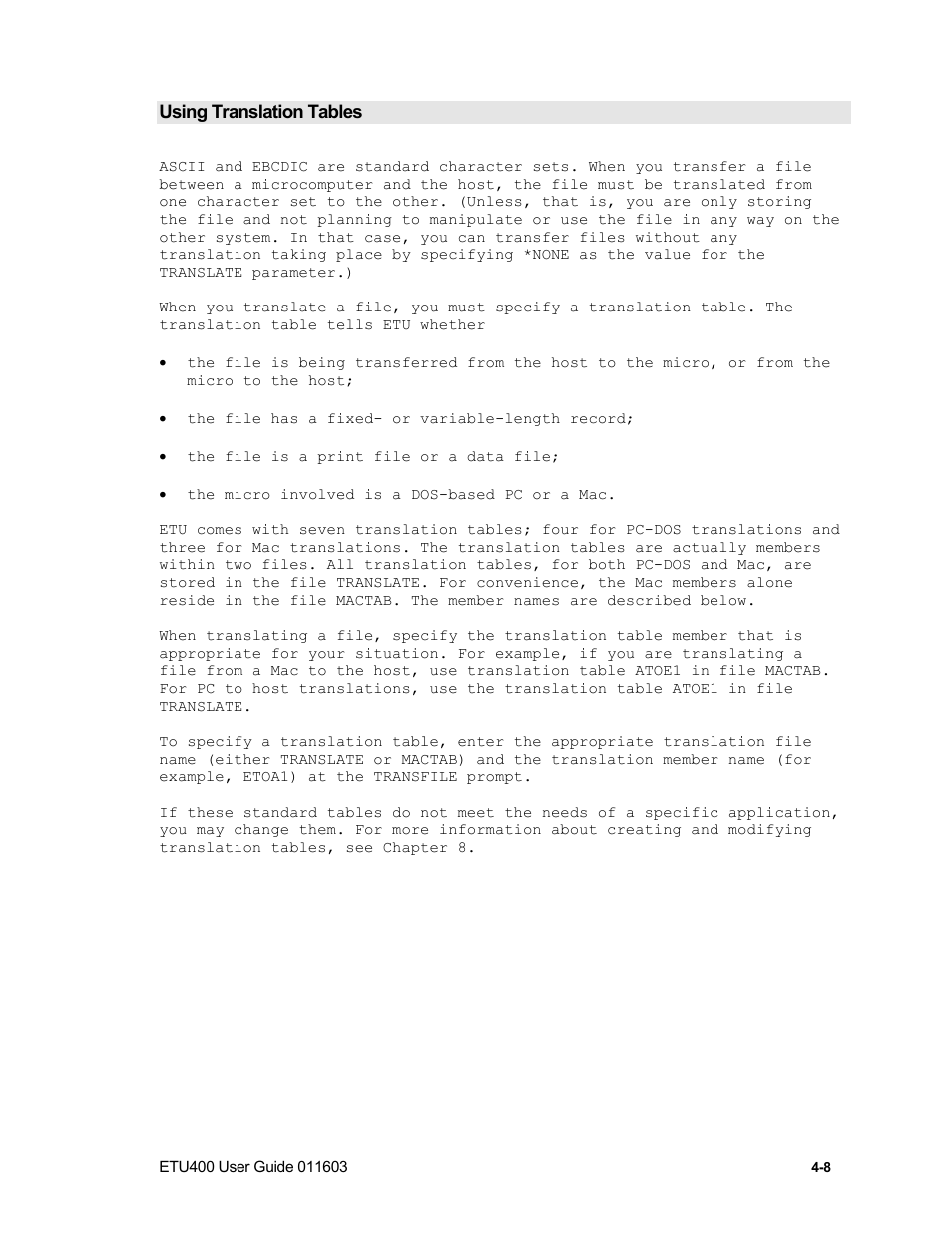 Etu translation table members | Nlynx ETU400 User Manual | Page 54 / 314
