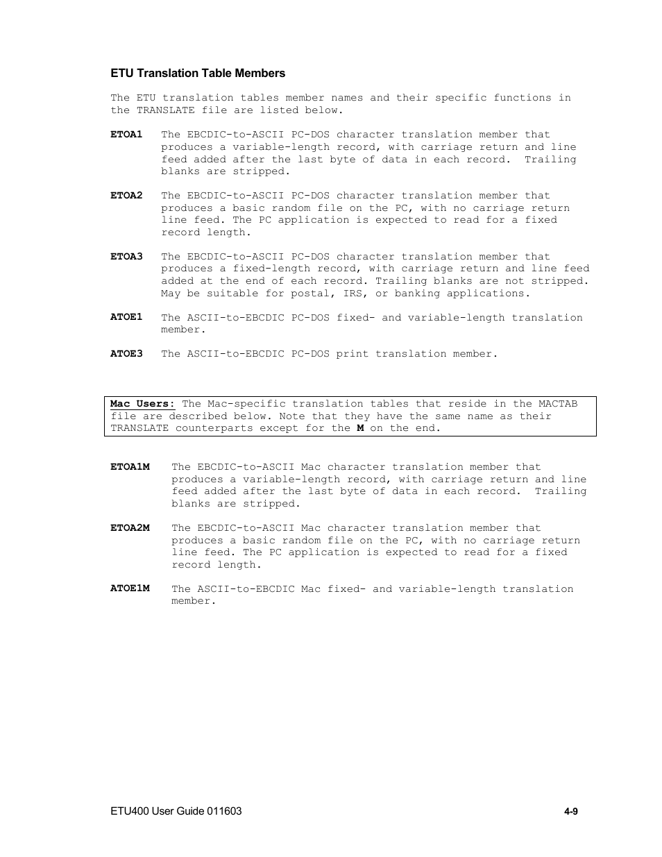 Using translation tables with the mac | Nlynx ETU400 User Manual | Page 55 / 314