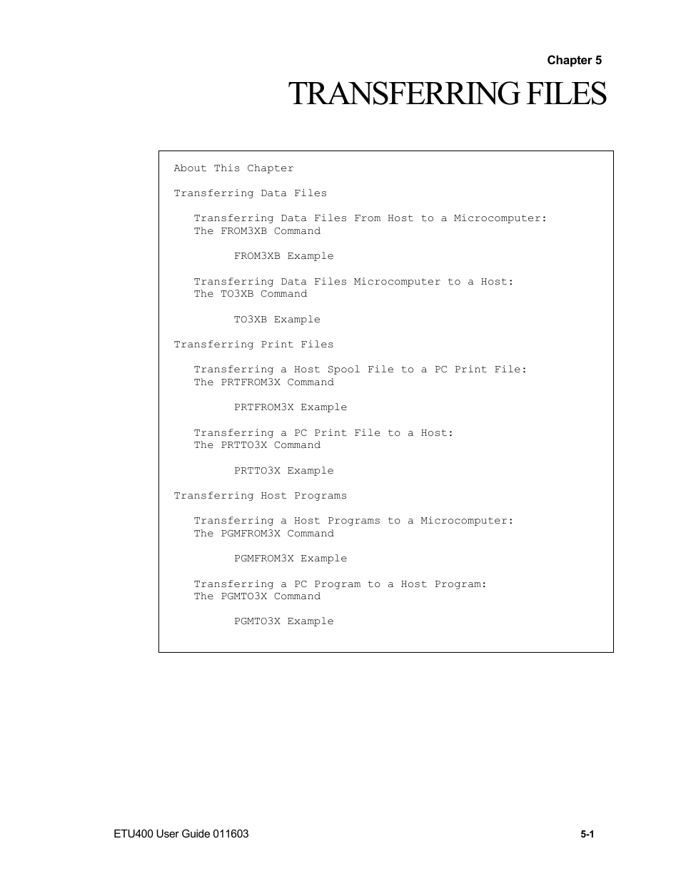About this chapter, Transferring files | Nlynx ETU400 User Manual | Page 61 / 314