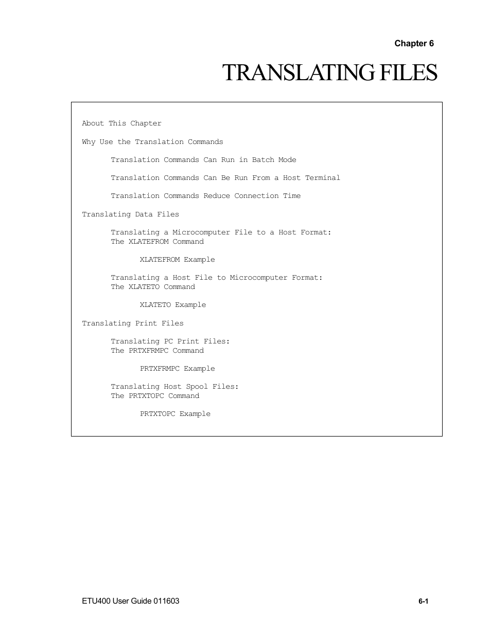 About this chapter, Translating files | Nlynx ETU400 User Manual | Page 76 / 314