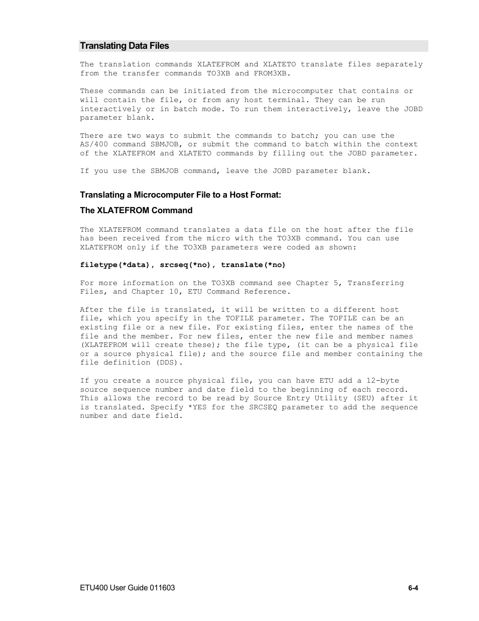 Xlatefrom example | Nlynx ETU400 User Manual | Page 79 / 314