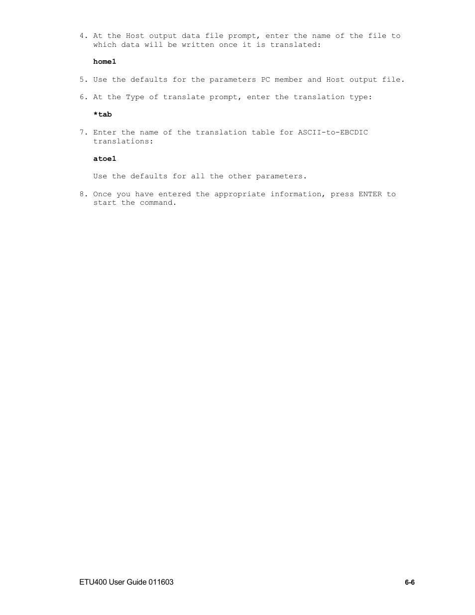 Translating a host file to microcomputer format | Nlynx ETU400 User Manual | Page 81 / 314