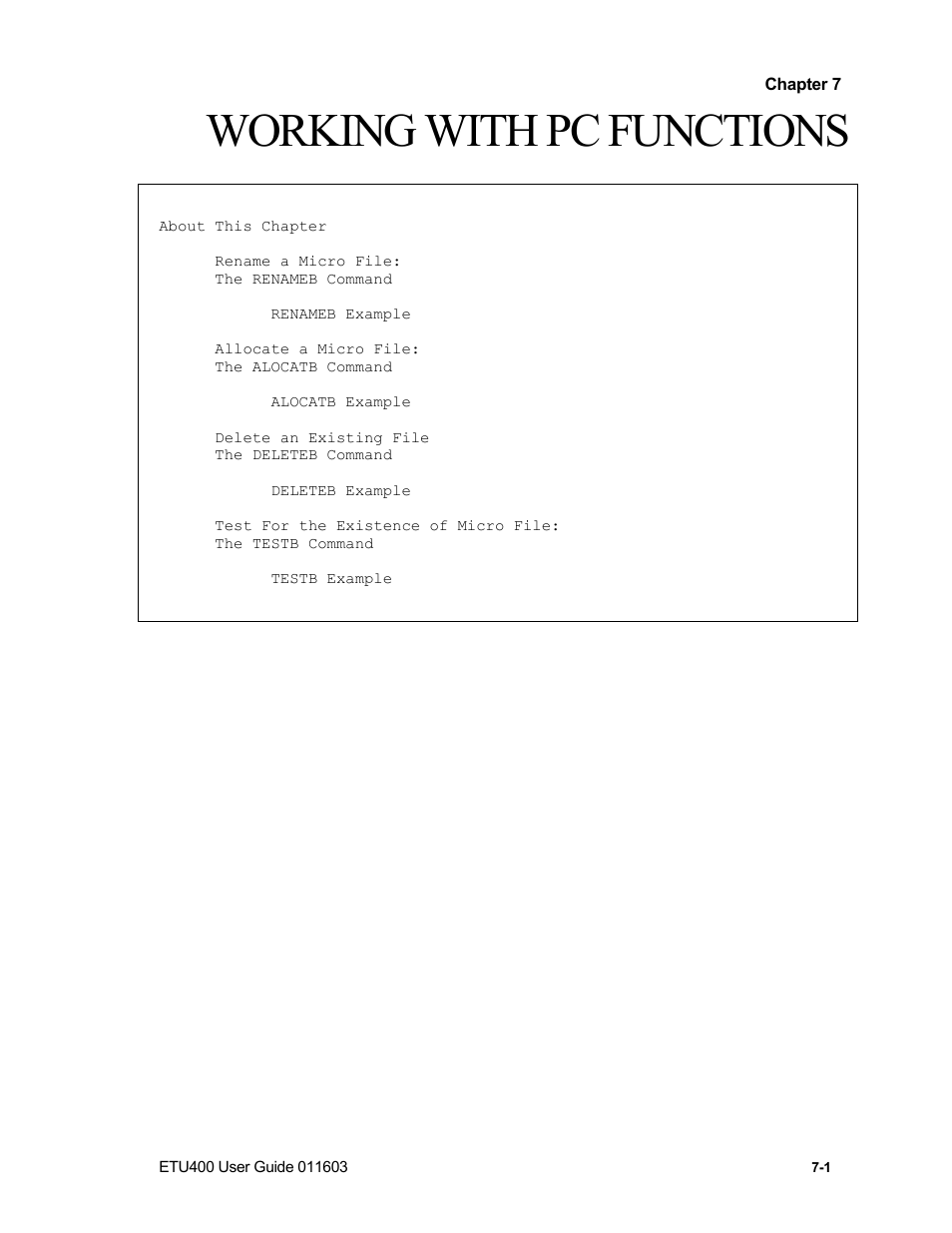 Working with pc functions | Nlynx ETU400 User Manual | Page 88 / 314
