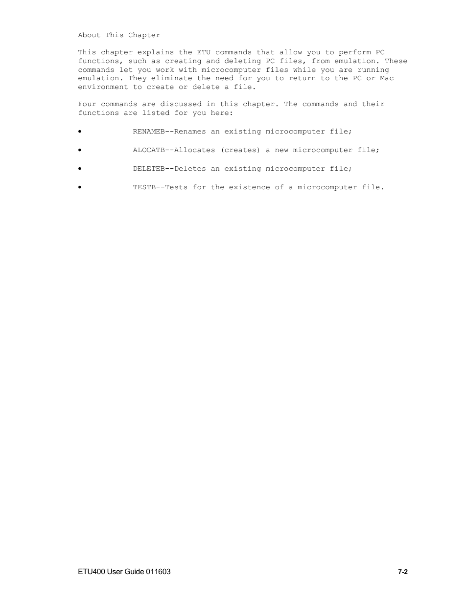Rename a micro file, The renameb command, Renameb example | Figure 7-1 the renameb prompt screen | Nlynx ETU400 User Manual | Page 89 / 314