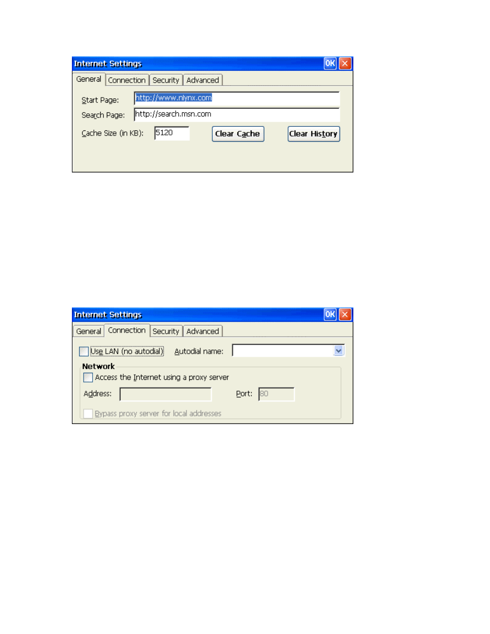 General tab, Connection tab | Nlynx MinIT6000 User Manual | Page 102 / 127