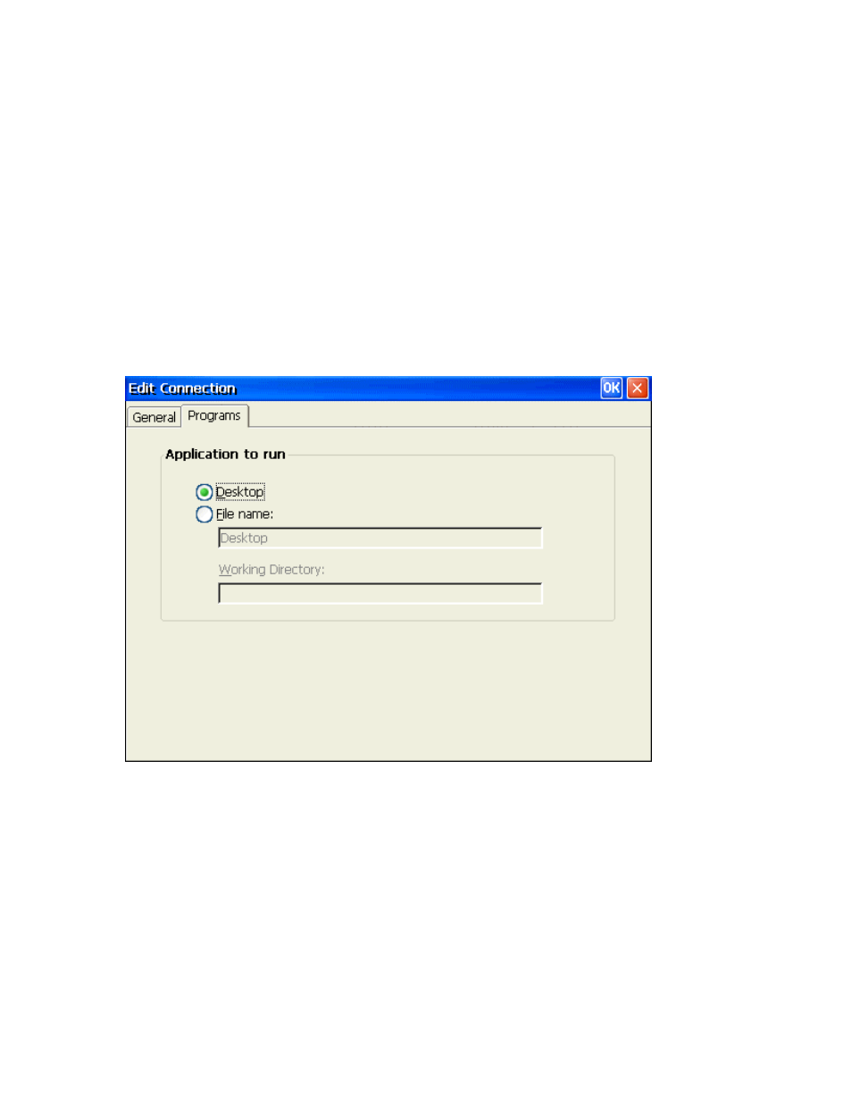 Domain, Cancel, Apply | Application tab, Desktop, File name, Working directory | Nlynx MinIT6000 User Manual | Page 37 / 127