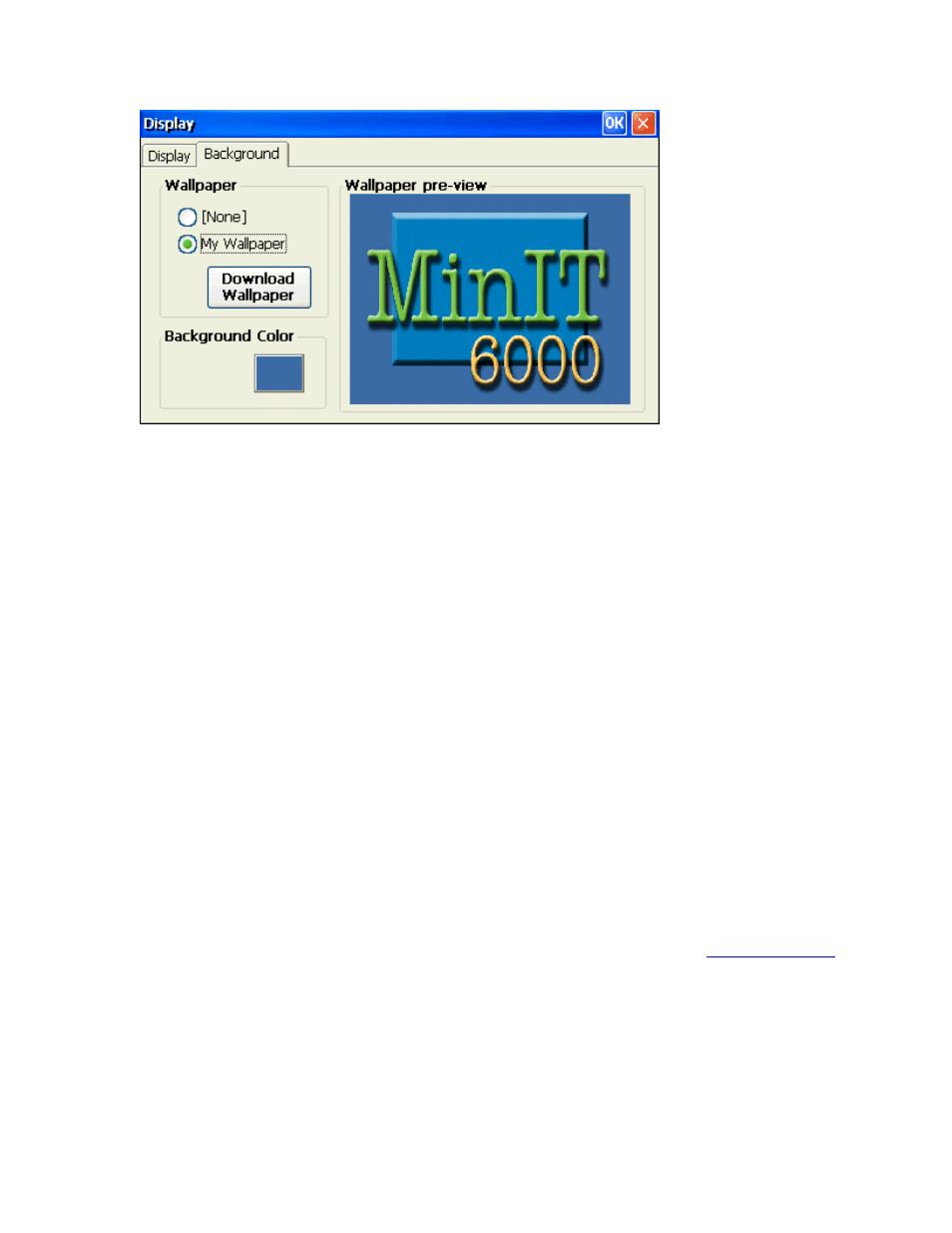 Background tab, Wallpaper, Background color | Wallpaper pre-view, Ftp update, Edgeport, Dgeport | Nlynx MinIT6000 User Manual | Page 48 / 127