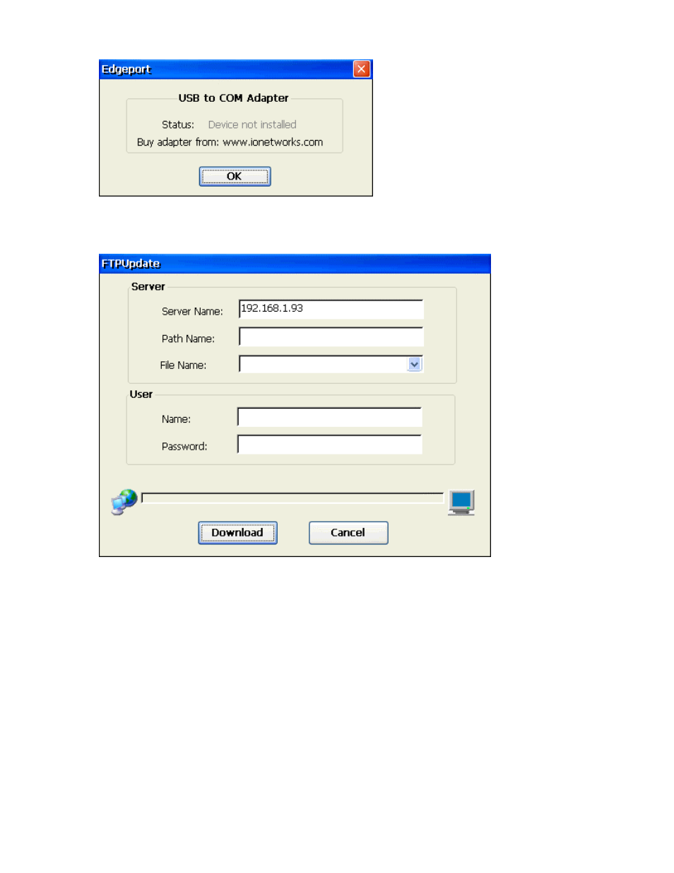 Ftp update window, Ftp u, Pdate | Indow, Ftpupdate | Nlynx MinIT6000 User Manual | Page 49 / 127