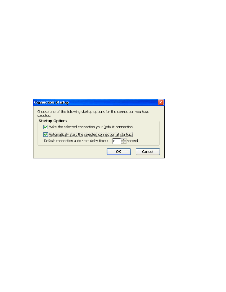 Starting a session, Method 1. autostart a session on power up, Connection startup dialog box | Method 2. from the connection manager, Tarting a, Ession | Nlynx MinIT6000 User Manual | Page 78 / 127