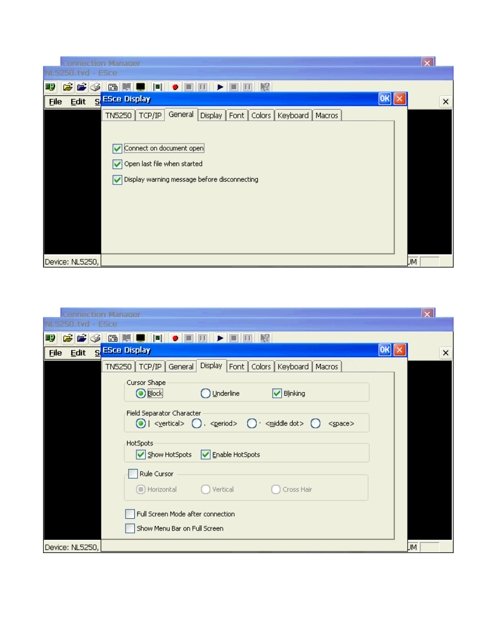 General tab, Display tab | Nlynx MinIT6000 User Manual | Page 83 / 127