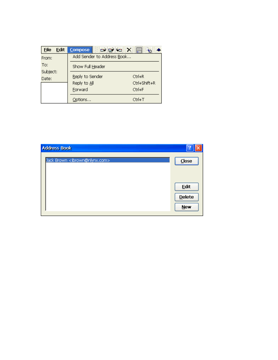 Address book, Add sender to address book, Change the address book entries | Edit email options, Ddress, Mail, Ptions | Nlynx MinIT6000 User Manual | Page 95 / 127