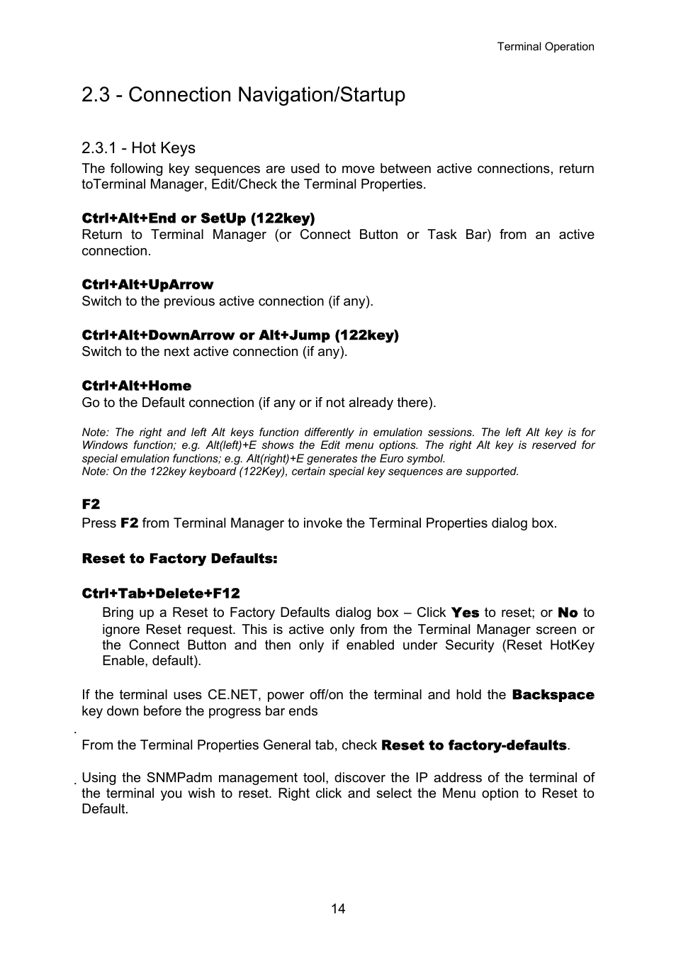 Connection navigation/startup, Hot keys, 3 - connection navigation/startup | 1 - hot keys | Nlynx OMNITERM WBT 2.1.0E User Manual | Page 17 / 131