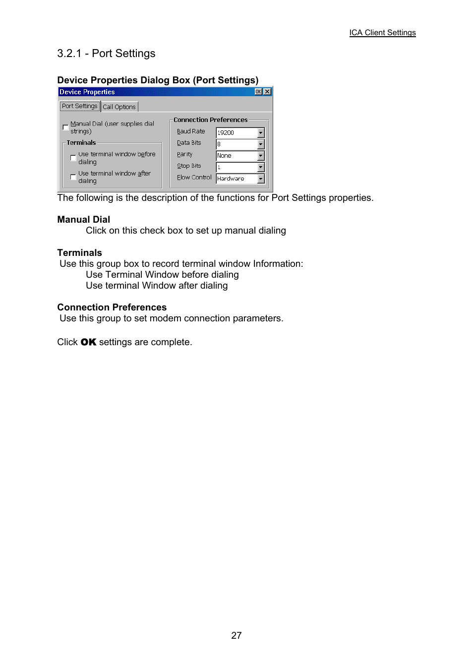 Port settings, 1 - port settings | Nlynx OMNITERM WBT 2.1.0E User Manual | Page 30 / 131