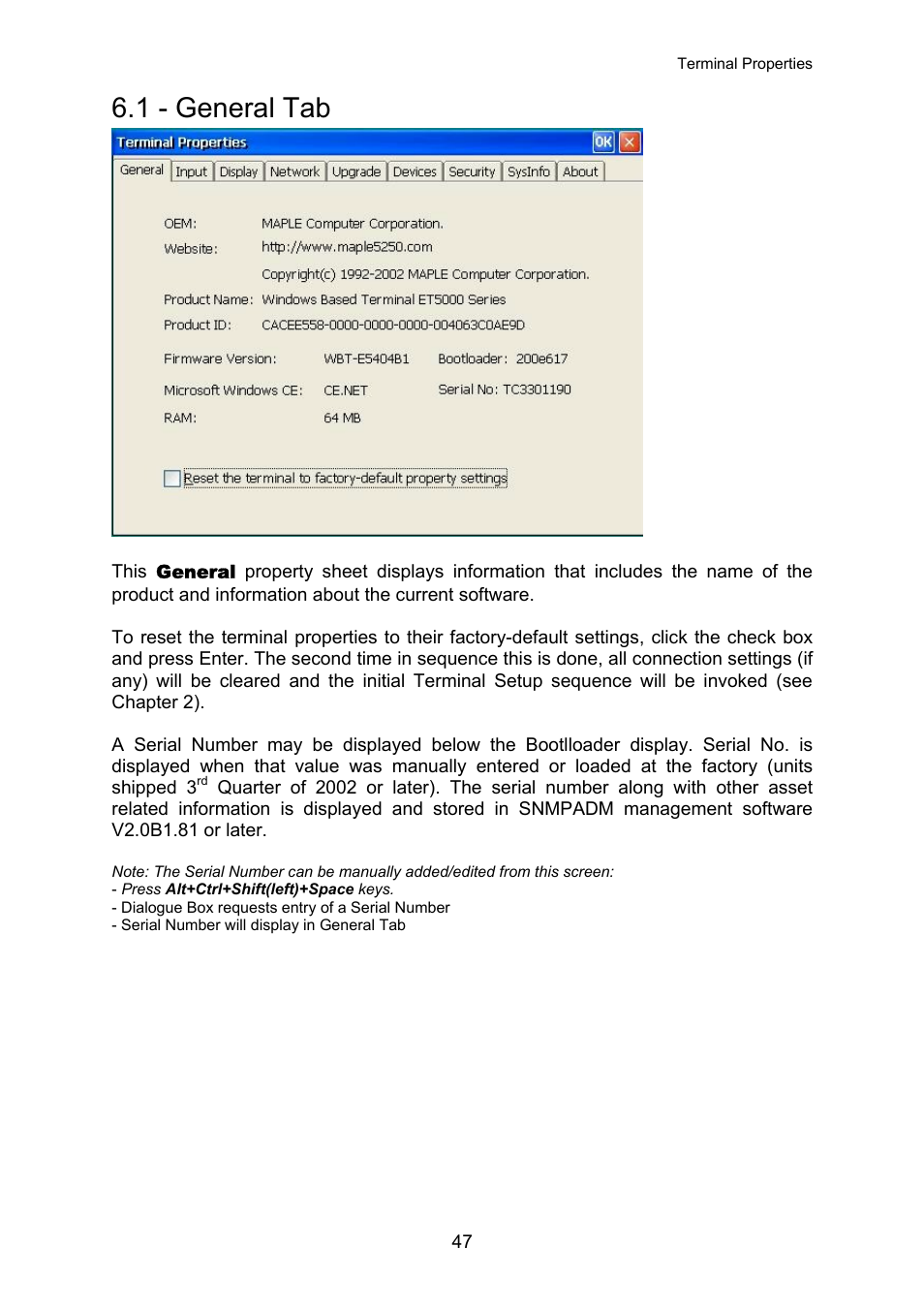 General tab, 1 - general tab | Nlynx OMNITERM WBT 2.1.0E User Manual | Page 50 / 131