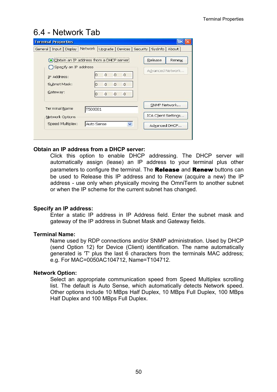 Network tab, 4 - network tab | Nlynx OMNITERM WBT 2.1.0E User Manual | Page 53 / 131