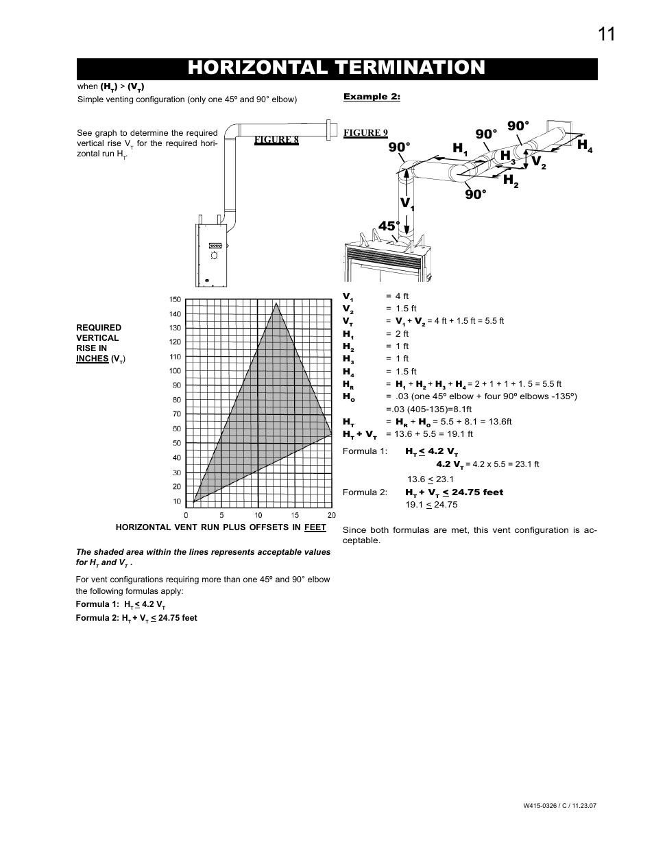 Horizontal termination, 90° h | Napoleon Fireplaces BGD48P User Manual | Page 11 / 28
