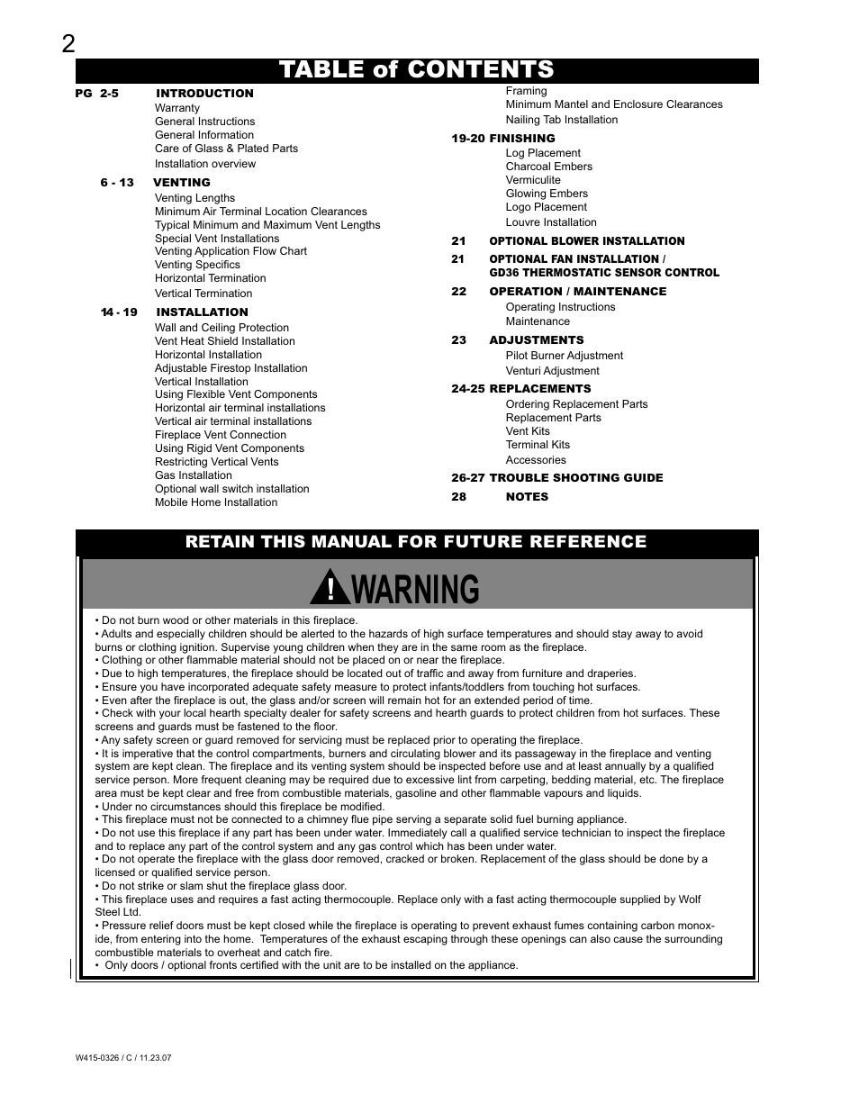 Napoleon Fireplaces BGD48P User Manual | Page 2 / 28