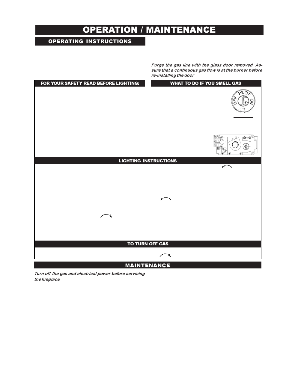 Operation / maintenance, Operating instructions, Maintenance | Napoleon Fireplaces BGDV42P User Manual | Page 23 / 28