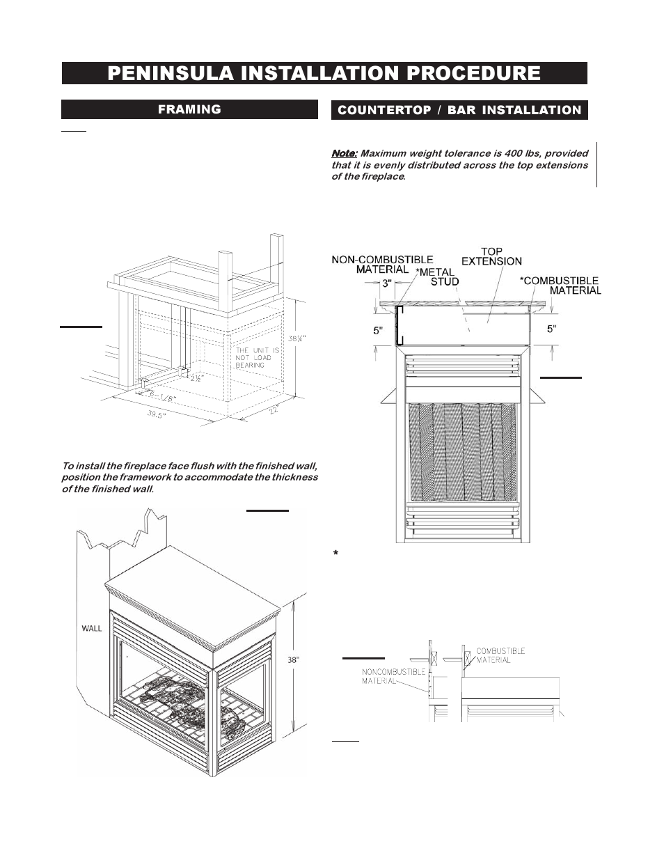 Peninsula installation procedure | Napoleon Fireplaces GVF40P User Manual | Page 8 / 24