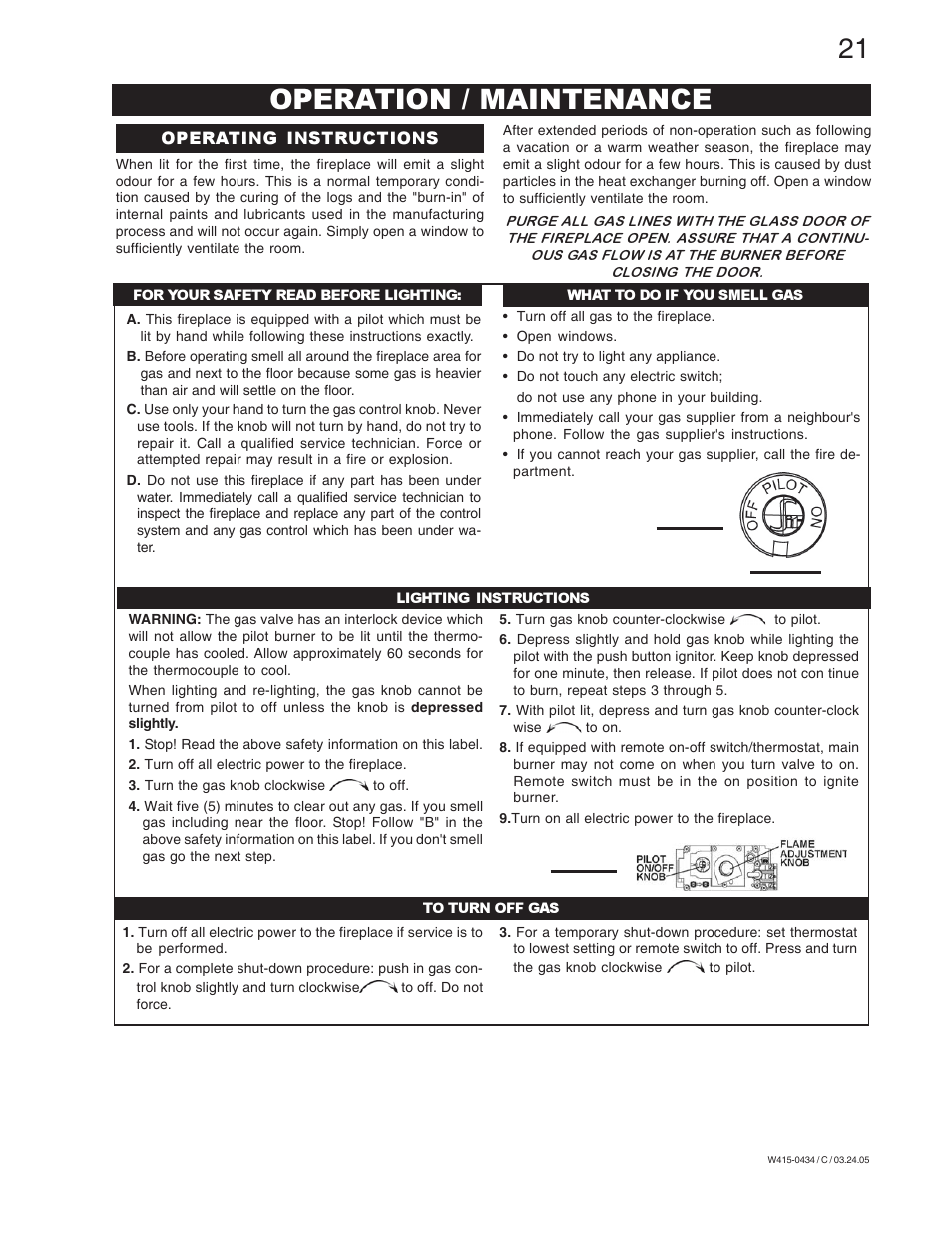 Operation / maintenance | Napoleon Fireplaces GD70NT-S User Manual | Page 21 / 28