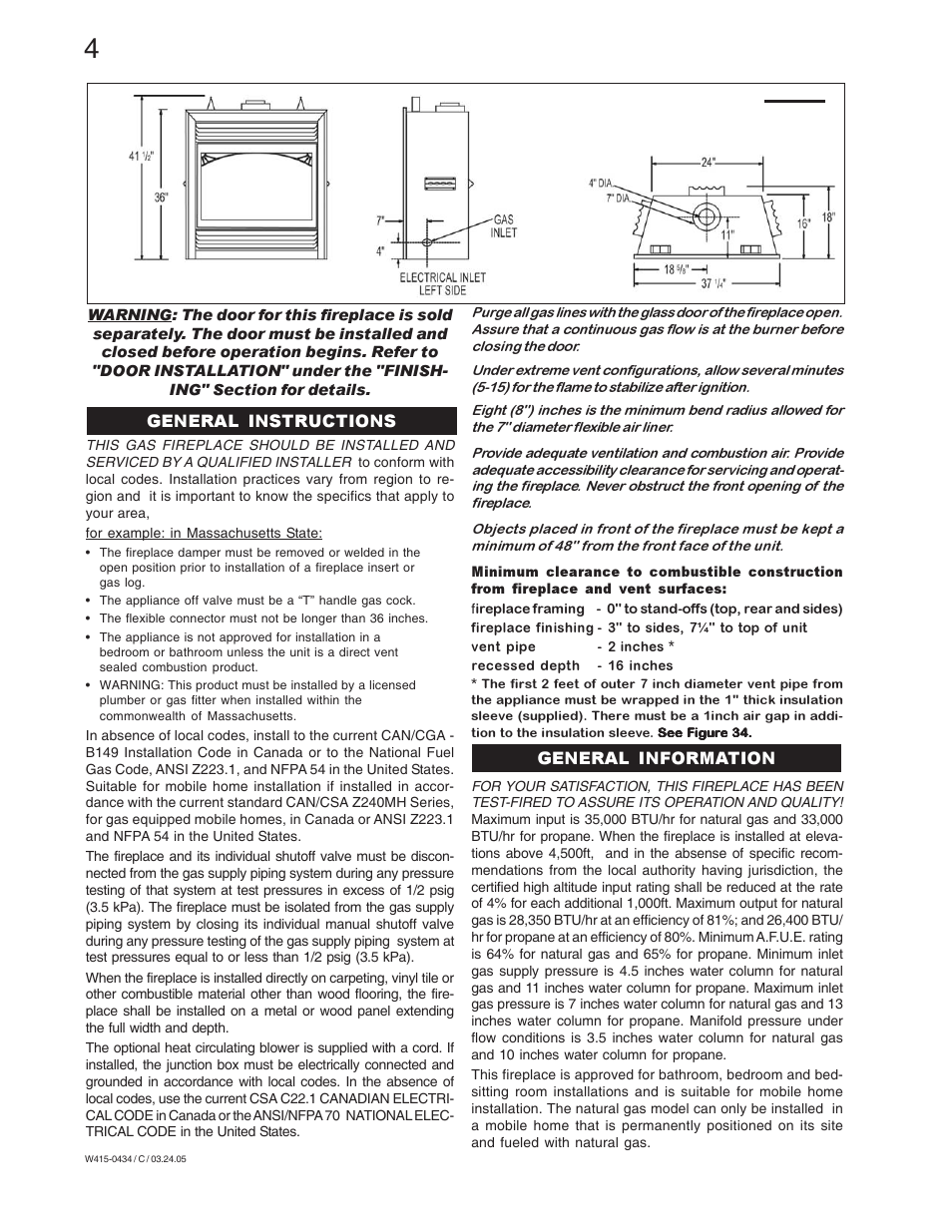 Napoleon Fireplaces GD70NT-S User Manual | Page 4 / 28