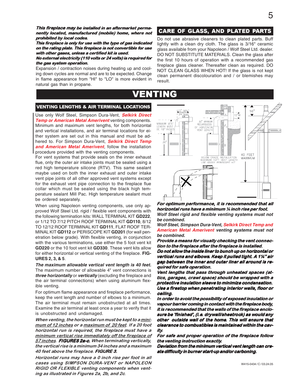 Venting | Napoleon Fireplaces GD70NT-S User Manual | Page 5 / 28